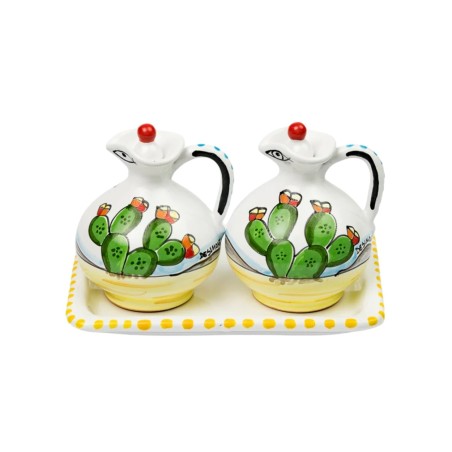 Set olio aceto Dammusi Elaborato Ceramiche siciliane De Simone Set olio aceto Dammusi Elaborato Ceramiche siciliane De Simone